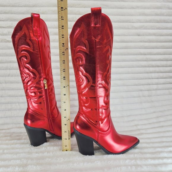 Berness Metallic Red Western Boots - Picture 15 of 16